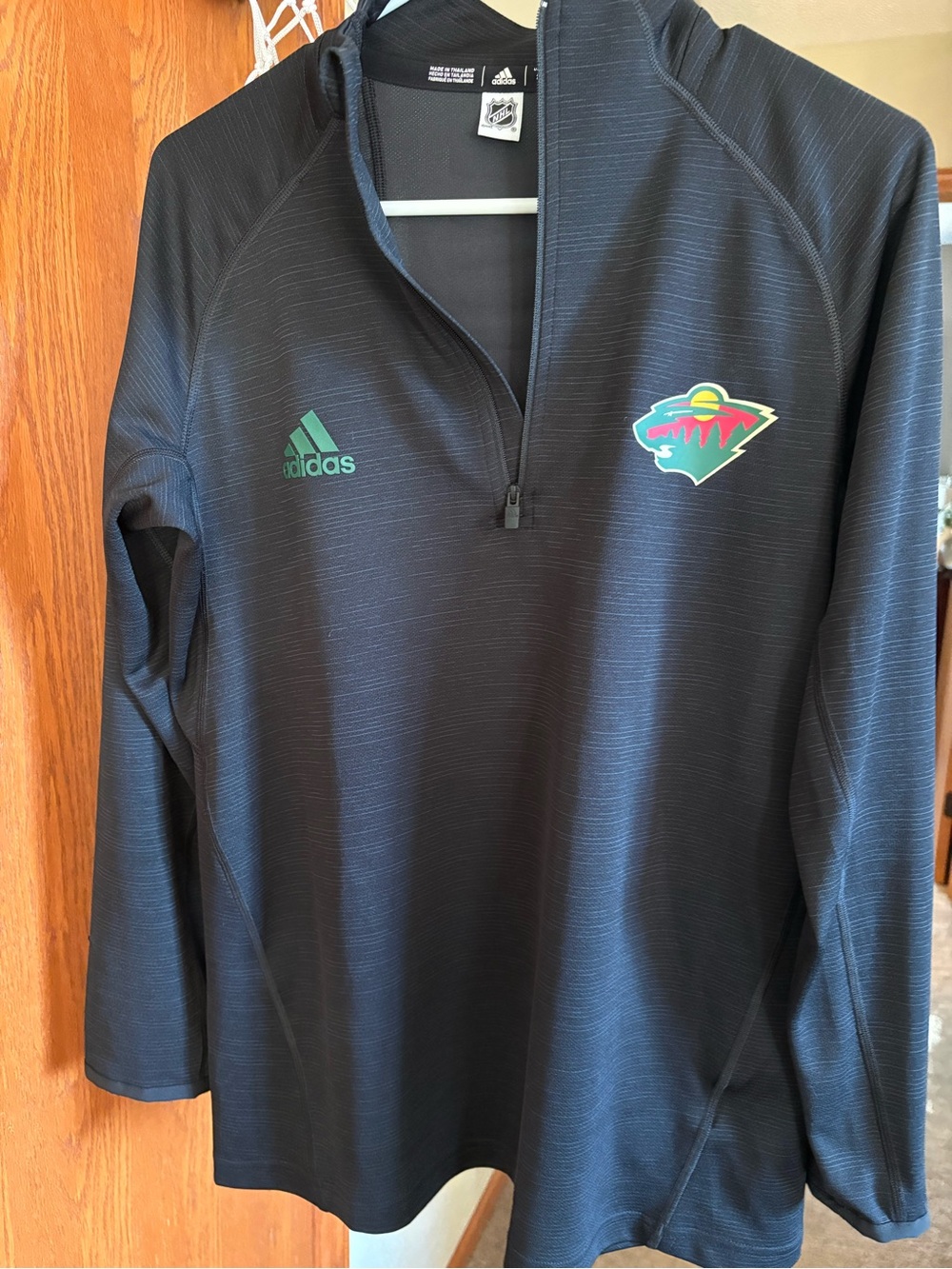 Adidas Black Minnesota Wild 1/4 Zip Pullover